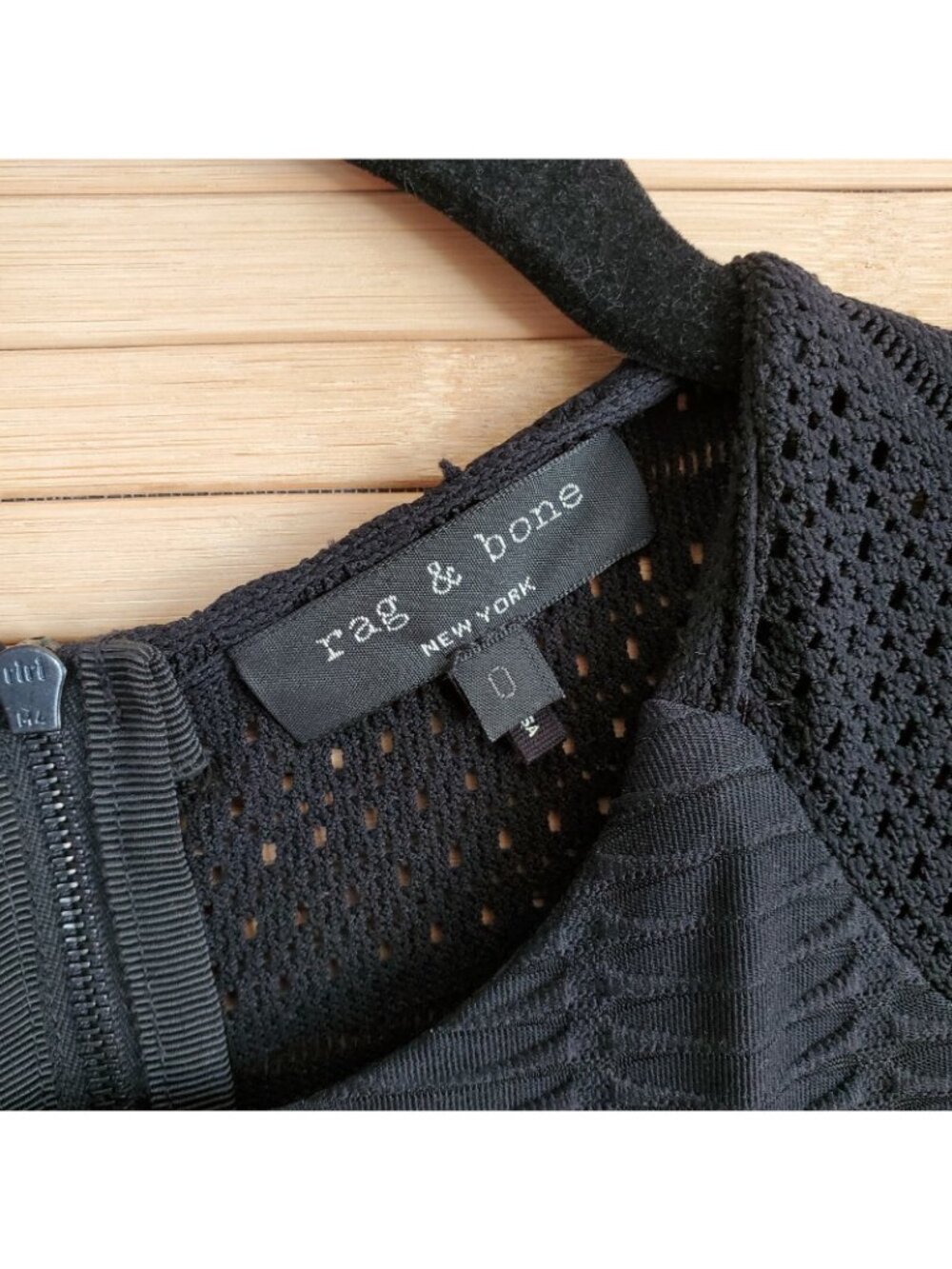 Rag & Bone Dress Niki Black Stretch Pointelle Knit Size 0 Fit & Flare Mini - Picture 10 of 10